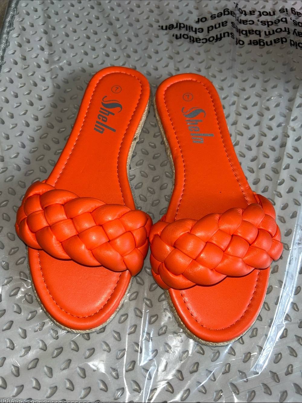 Ella Braided Slide Sandals in Bright Orange